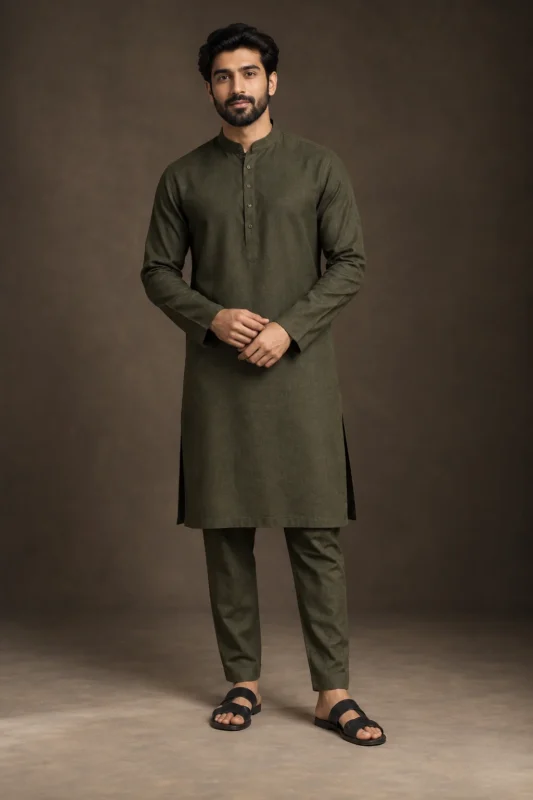 AL-KAIF demonstration garment — Kurta-olive